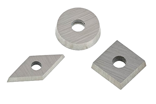 Set of three tungsten carbide replacement cutters with round, square, and diamond shapes for woodworking tools under $100