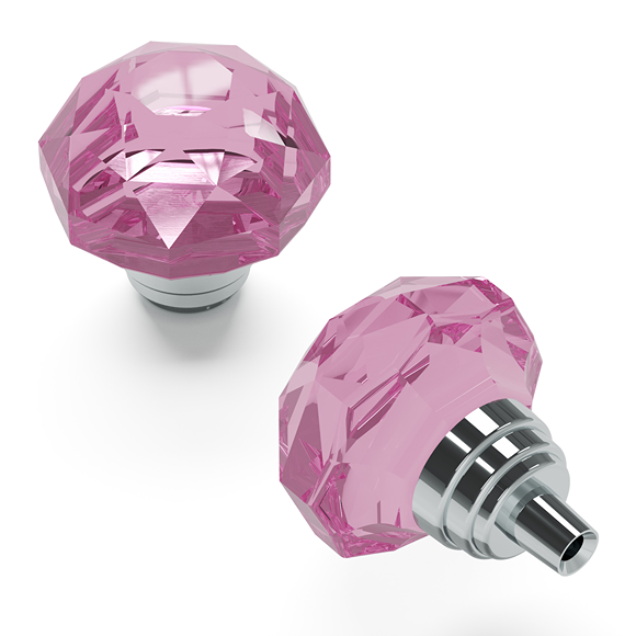 Faceted pink glass cabinet knobs with chrome base for furniture hardware in home improvement under $50 collection