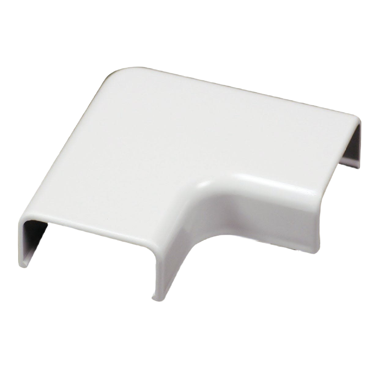 White plastic wire channel elbow for 90-degree turns in electrical conduit and wiring projects under $50