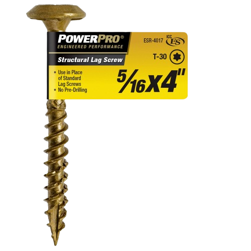 Power Pro 5/16 x 4 inch structural lag screw with unique threading for lumber and building hardware applications