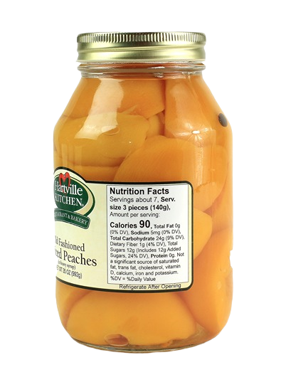 Glass jar of Hartville Kitchen spiced peaches in syrup in Jams & Jellies and Food & Beverage collections