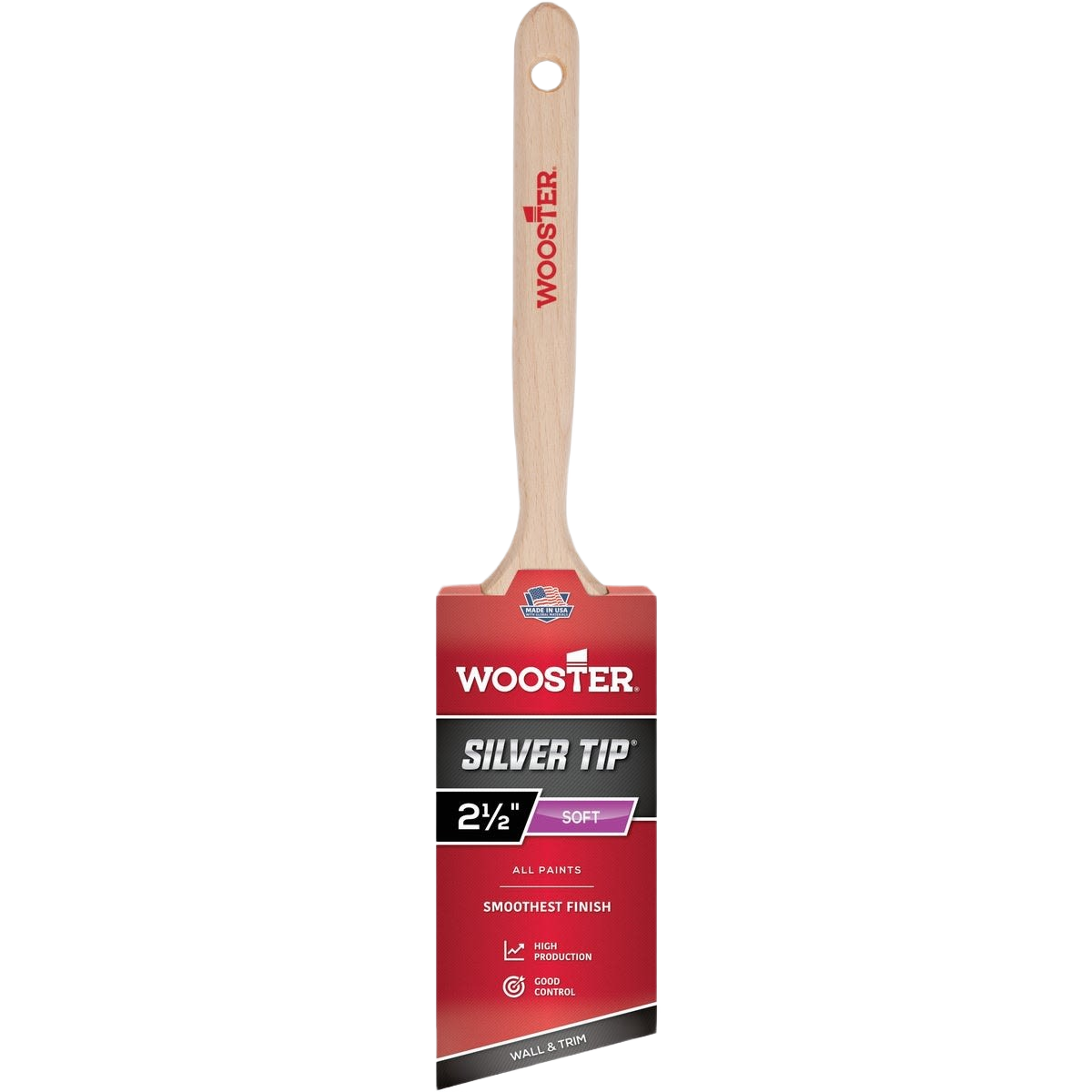2-1/2 inch chisel trim paint brush with soft silver tip polyester bristles for smooth finish in paint brushes collection