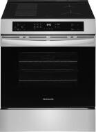 Freestanding induction range with front digital controls, smooth cooktop, and stainless steel finish for modern kitchens