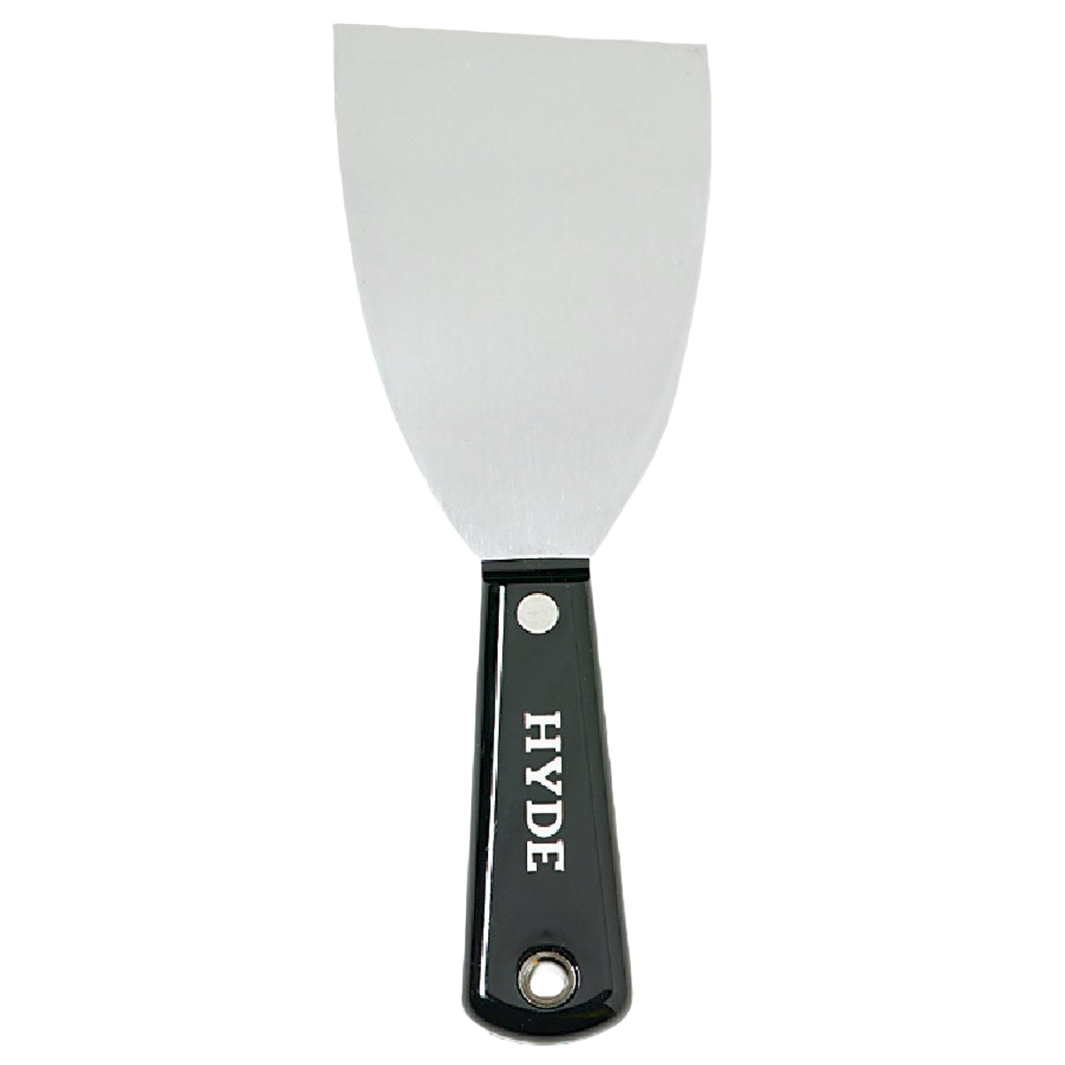 3-inch professional putty knife with black handle and stainless steel flexible chisel blade for home improvement tasks