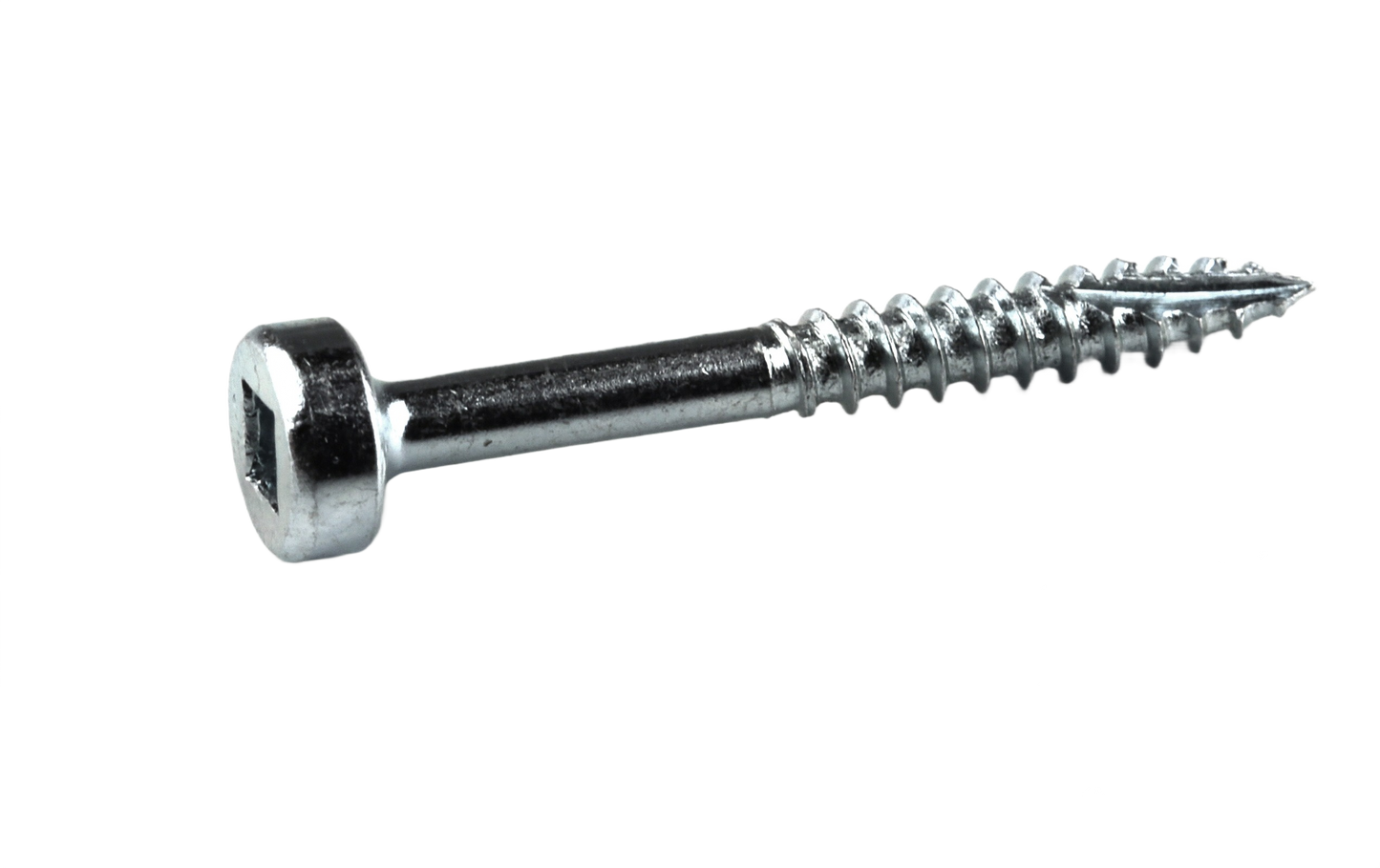 Single fine-thread zinc screw with square drive head for woodworking tool accessories and home improvement projects