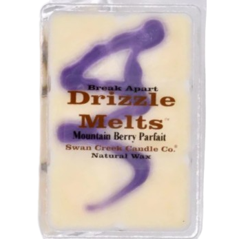Swan Creek natural wax melts with purple drizzle design in mountain berry parfait scent for home accents and decor