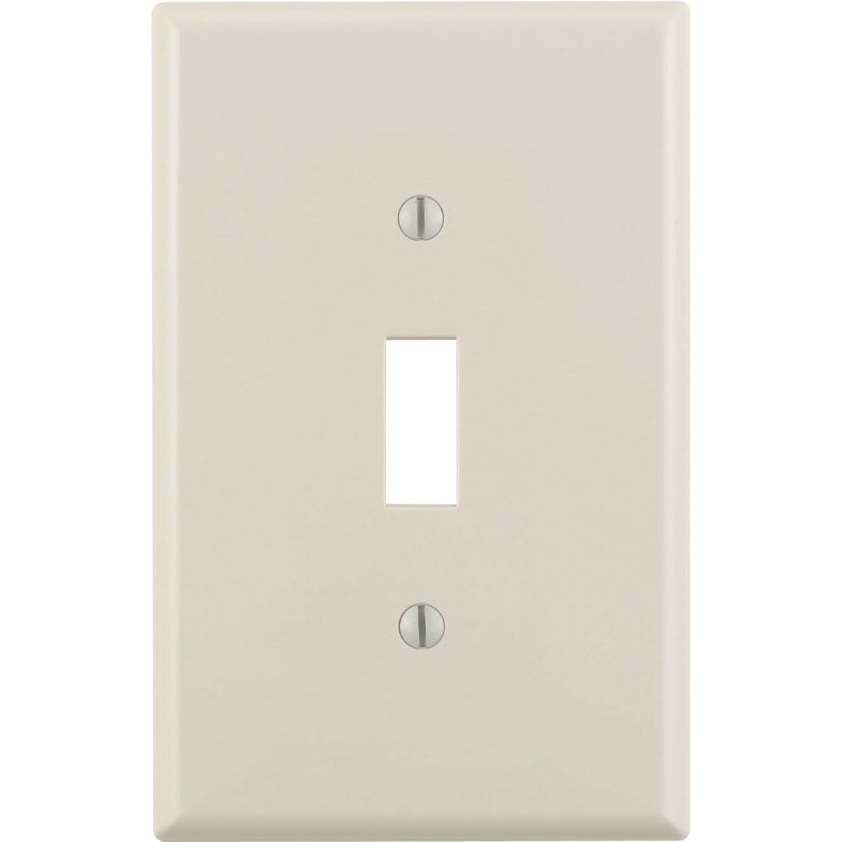 Light almond oversized plastic switch wall plate with single toggle opening for home improvement projects