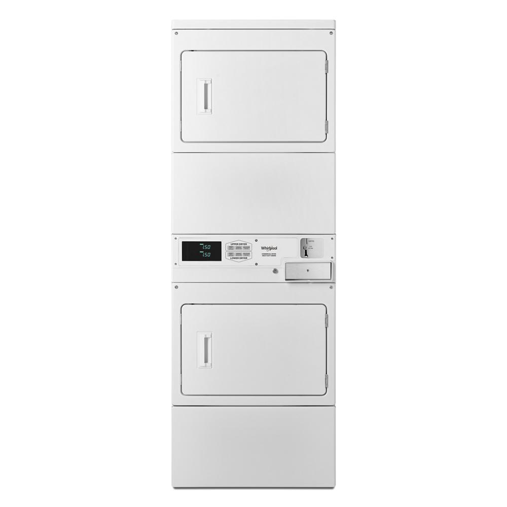 White commercial gas stack dryer with coin drop box and digital display from Dryers and Appliances collection
