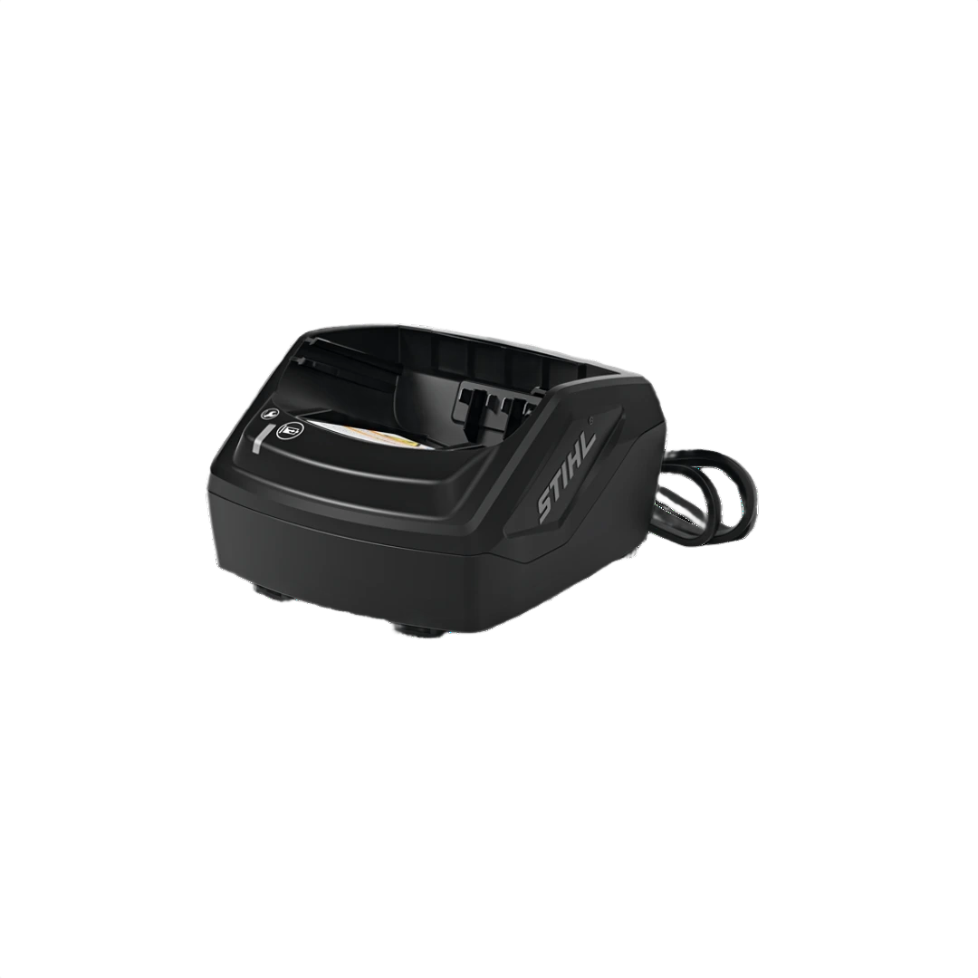 Compact black battery charger with power cord designed for cordless tool batteries in home improvement tasks