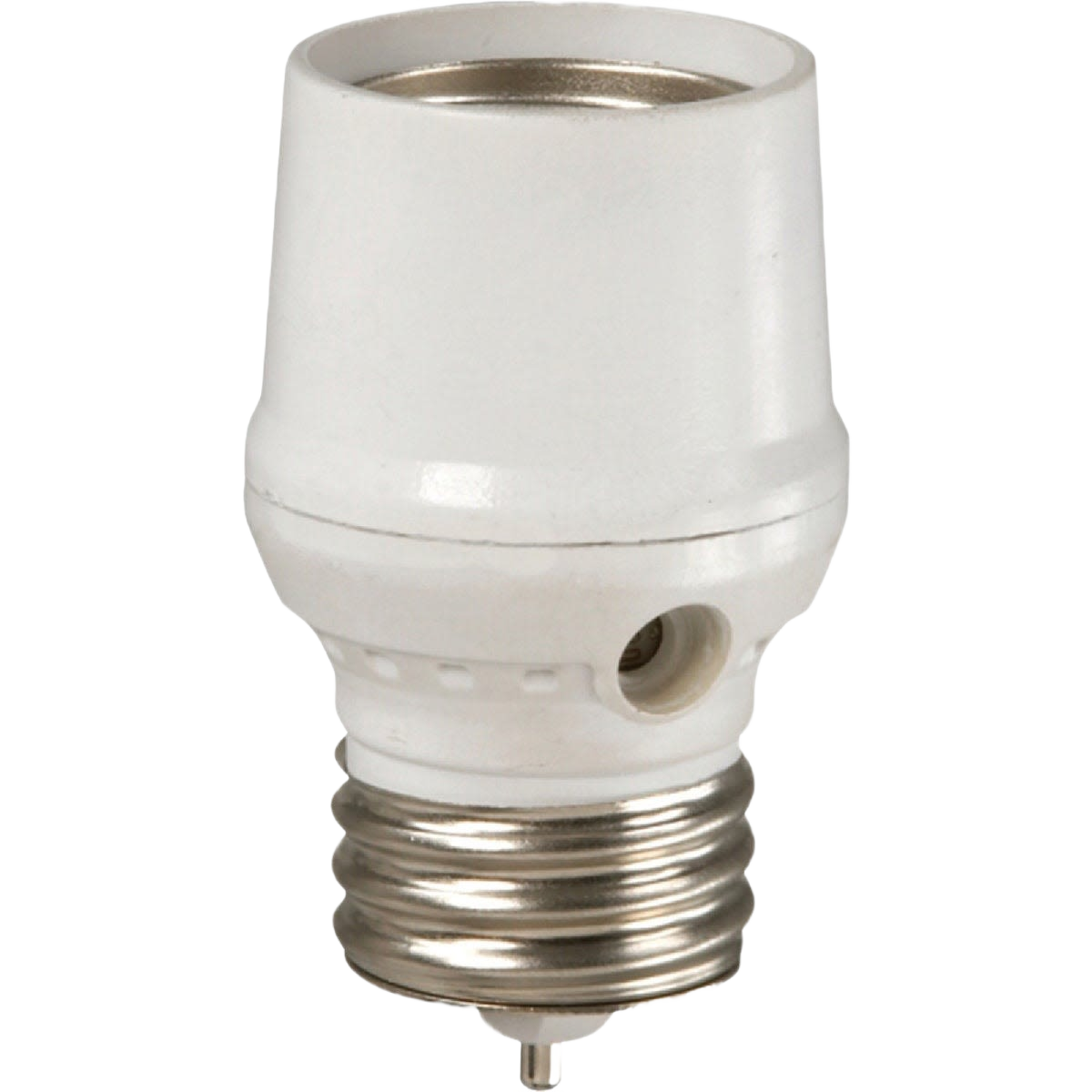White screw-in lamp control with dusk to dawn photocell for automated outdoor lighting in electrical accessories under $50