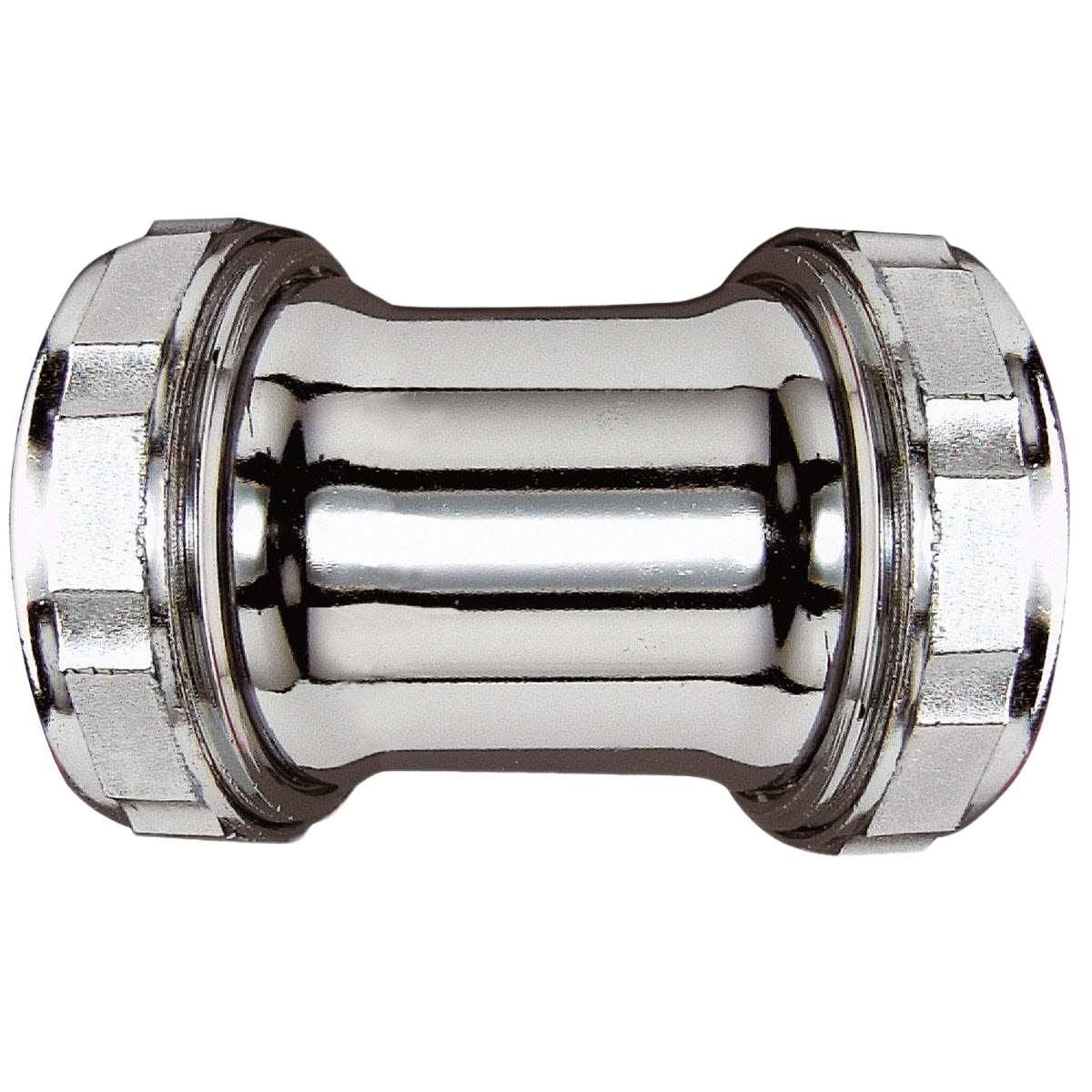 Polished brass slip repair coupling for plumbing with zinc nuts and plastic washers in Pipes & Fittings collections under $50