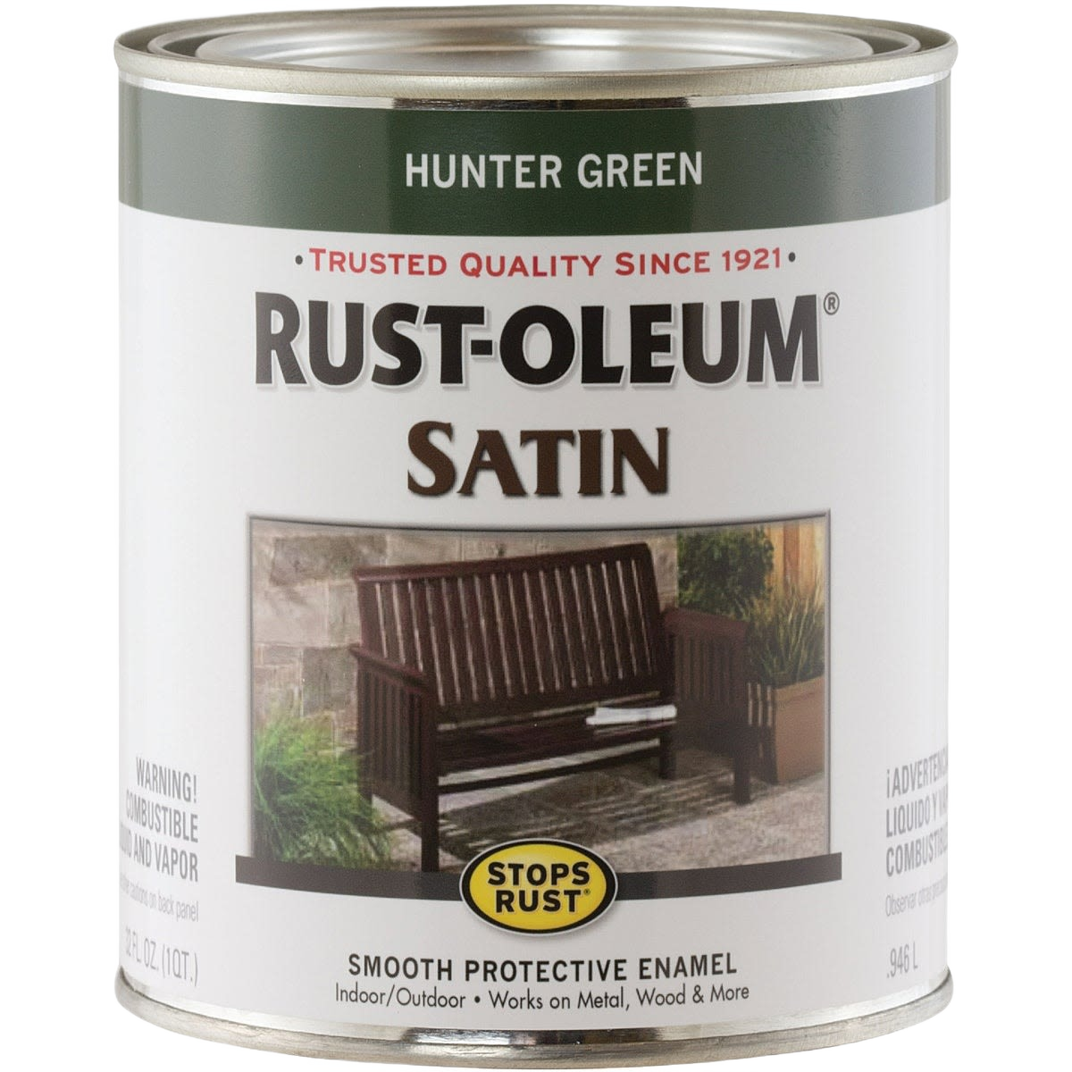 Rust-Oleum hunter green satin enamel can for smooth protective finish in Specialty Paint and Home Improvement collections