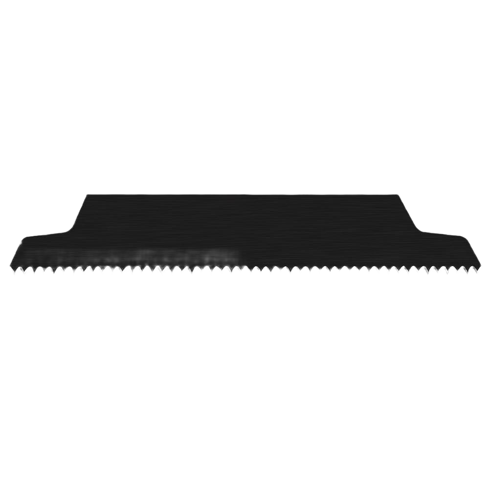 High carbon steel oscillating blade with aggressive teeth for precise wood cutting in power tool accessories.