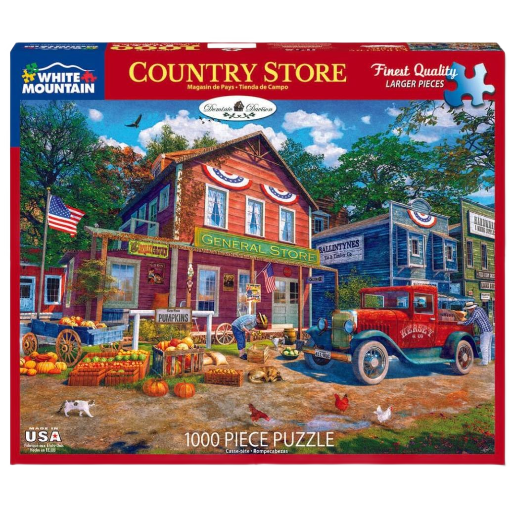 Vintage autumn village scene with pumpkins, old truck, and general store for puzzles in toys and games under $50 collection