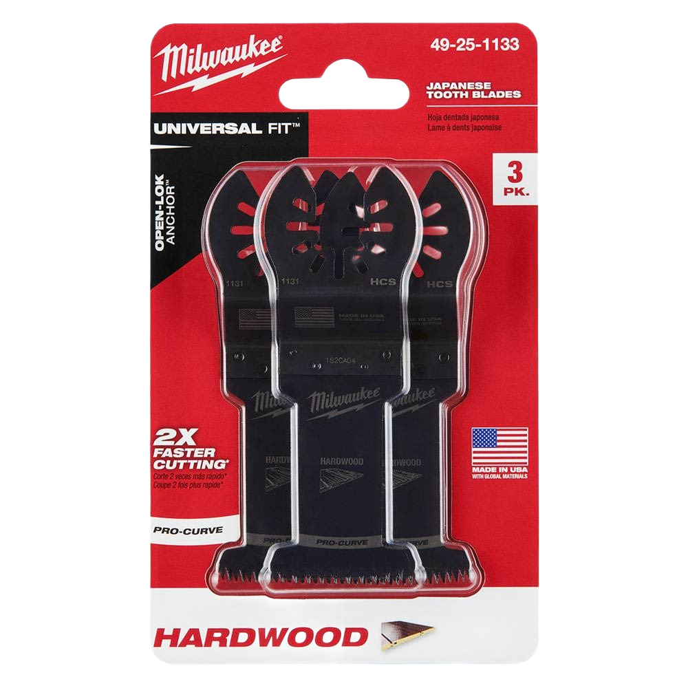 Set of three Milwaukee high carbon steel Japanese tooth blades for hardwood cutting in woodworking tool accessories collections