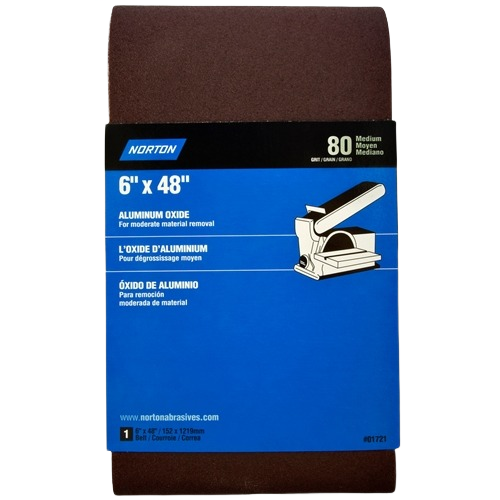 Norton aluminum oxide sanding belt 6 by 48 inches 80 grit for woodworking tool accessories and home improvement