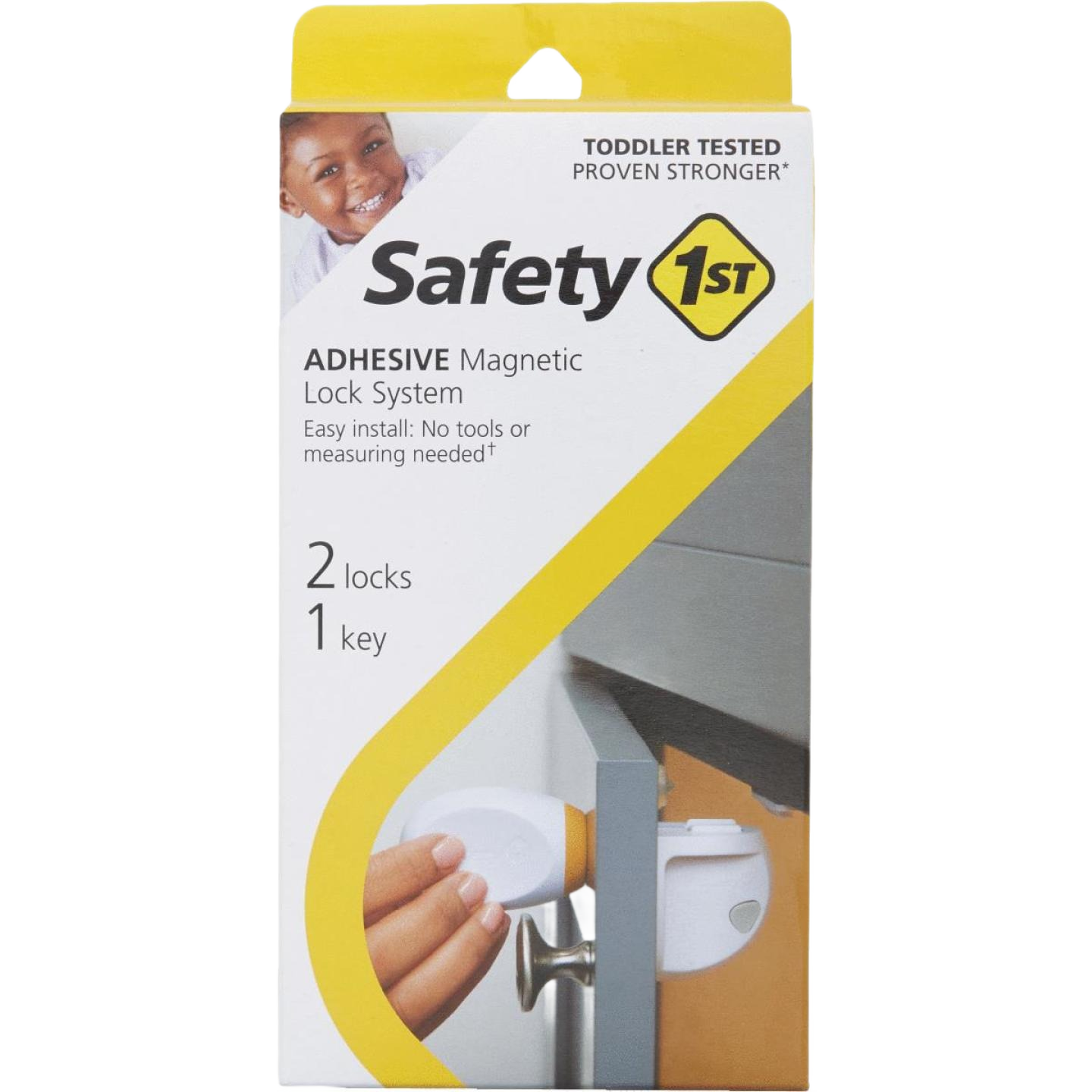 Safety 1st adhesive magnetic lock set with two locks and key for secure cabinets in home improvement and hardware collections