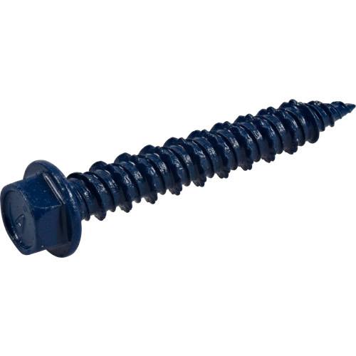 Blue hex washer-head concrete screw anchor designed for secure fastening in hardware and home improvement projects