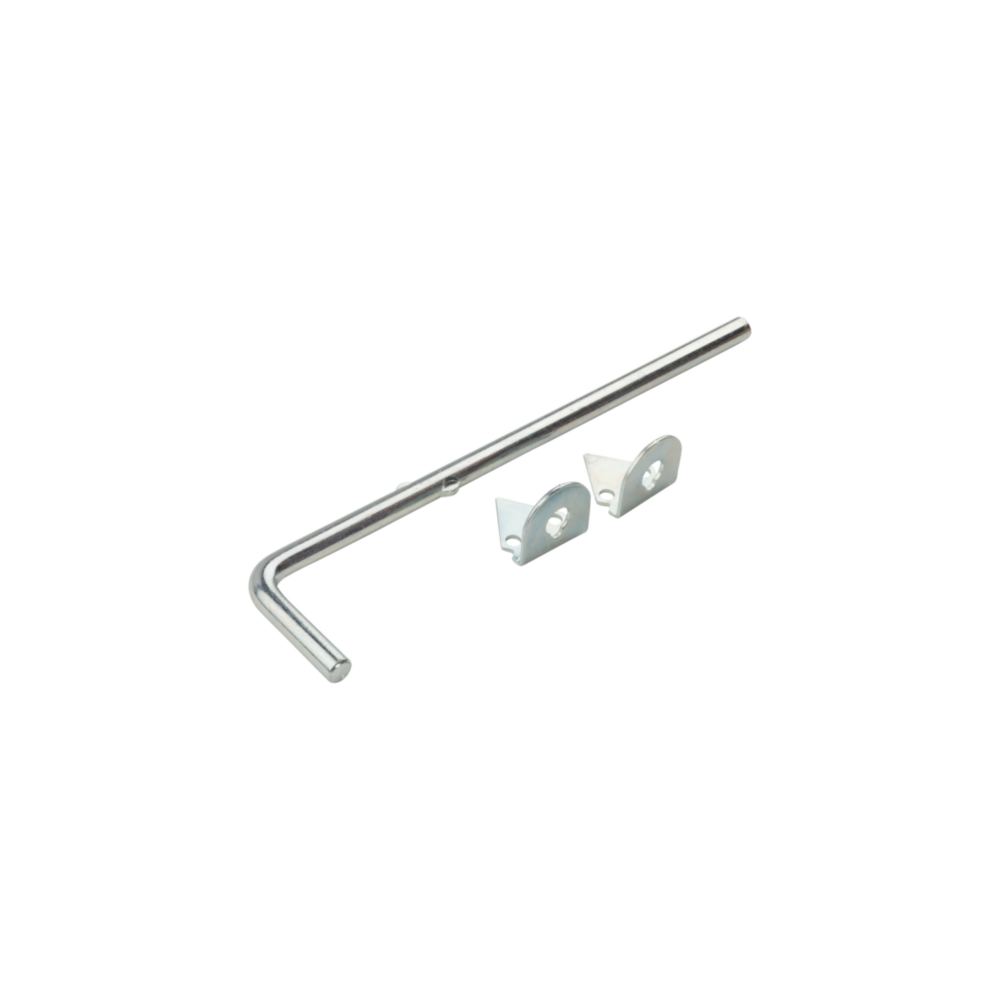 Zinc plated steel cane bolt with mounting brackets for door and gate accessories in home improvement collections