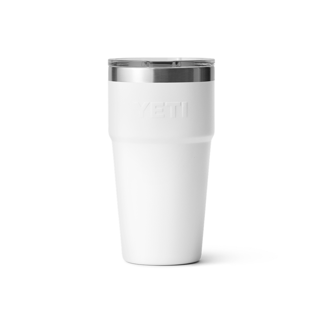 20 oz. white stackable cup with clear lid, durable drinkware for kitchen, tableware, and outdoor use collections