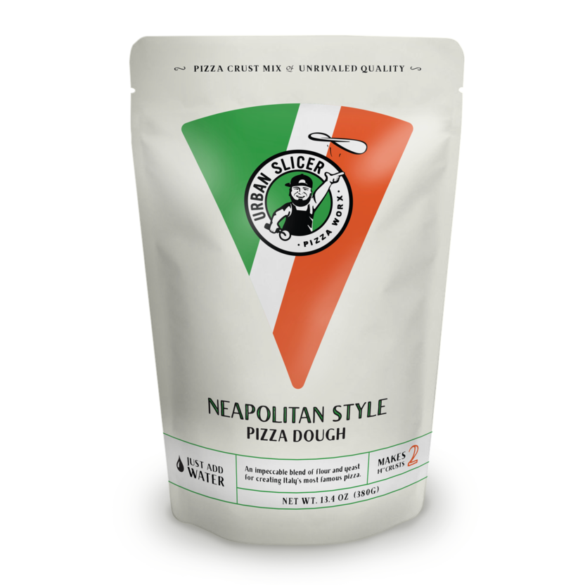 Package of Urban Slicer Neapolitan style pizza dough mix with Italian flag design in food and beverage collections under $25