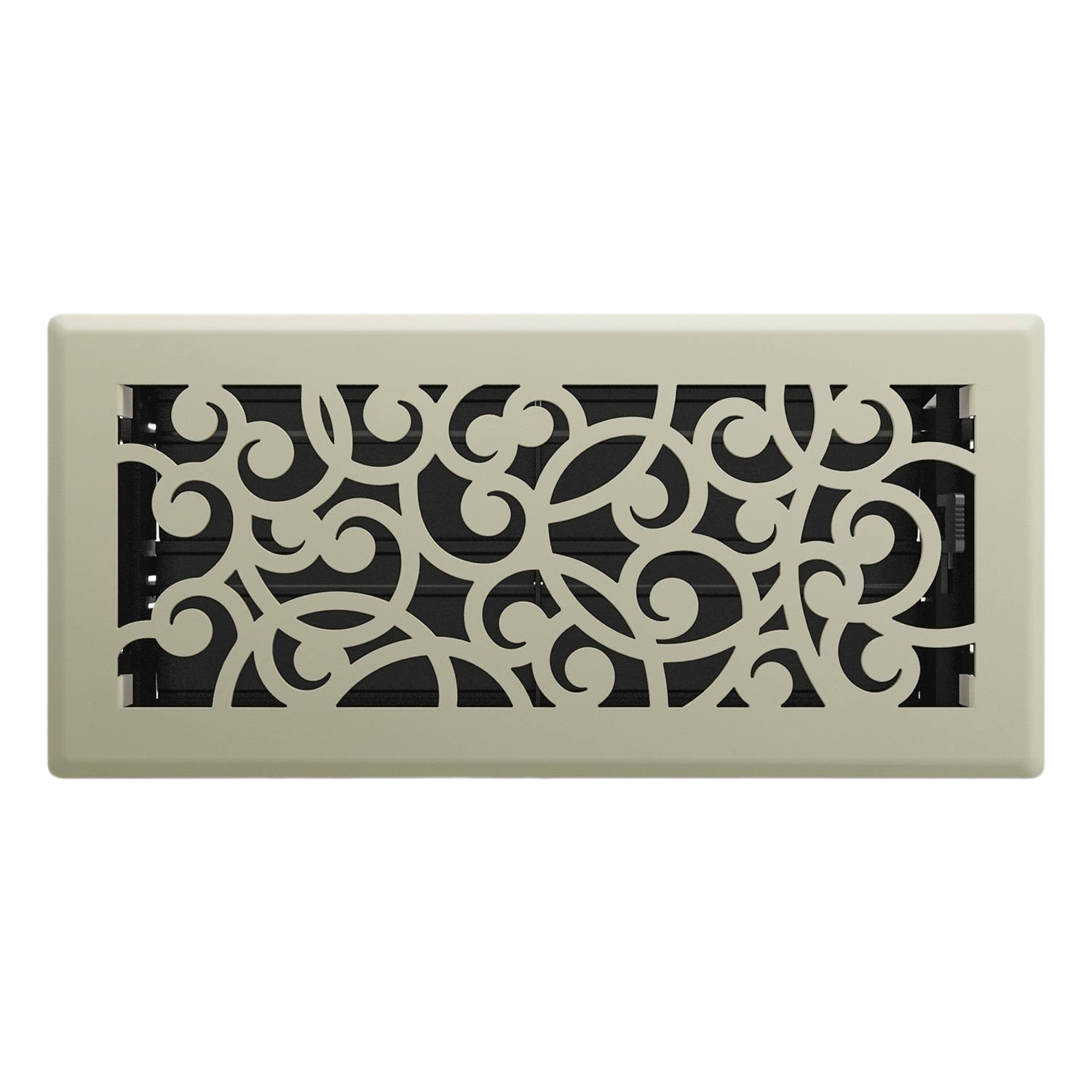Decorative satin nickel floor register with intricate swirled pattern for home improvement under $50 collections