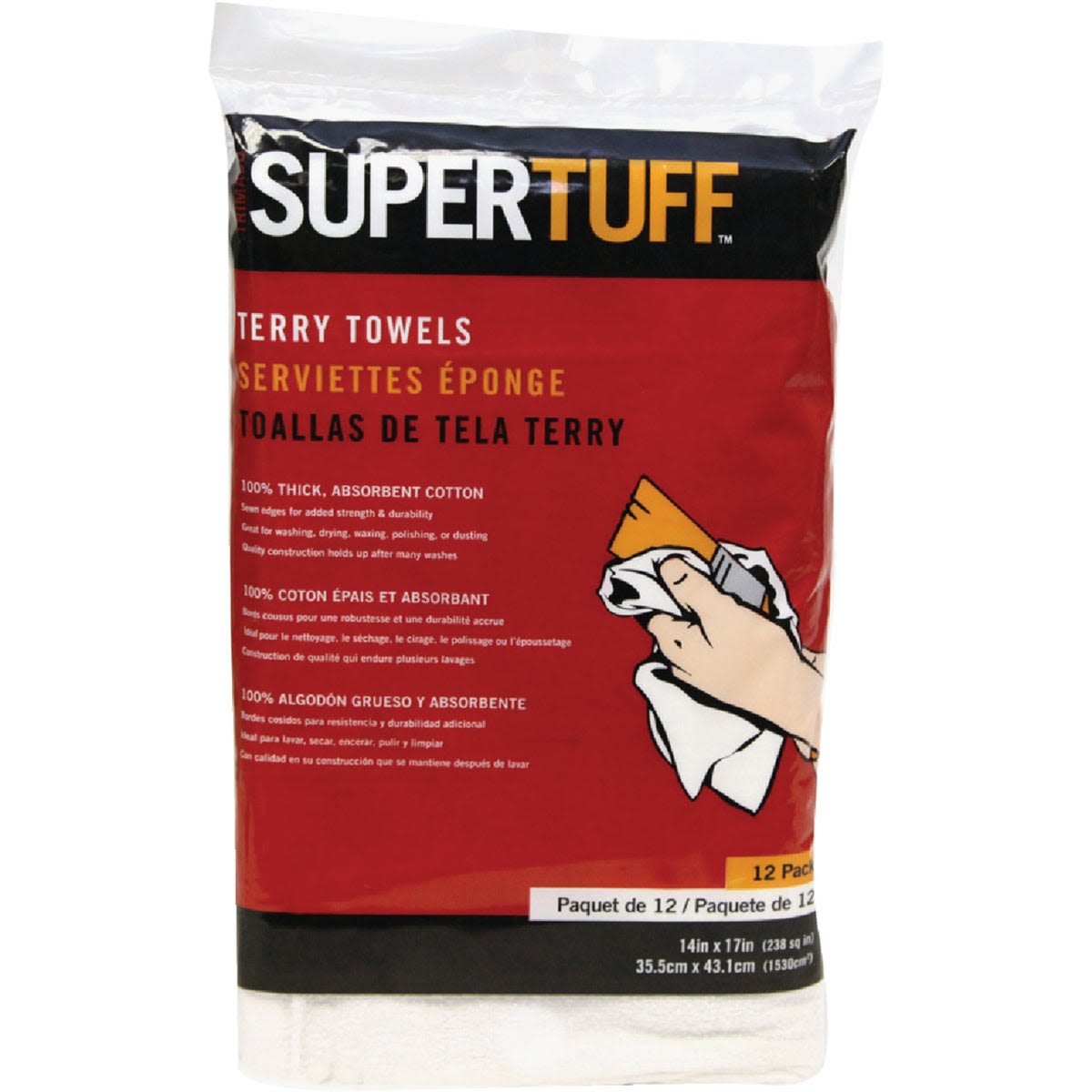 Pack of white absorbent terry cloth towels for cleaning in paint supplies and home improvement under $50 collection