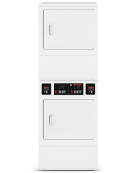 White commercial electric stack dryer with solid doors and coin drop controls from Electric Dryers collection