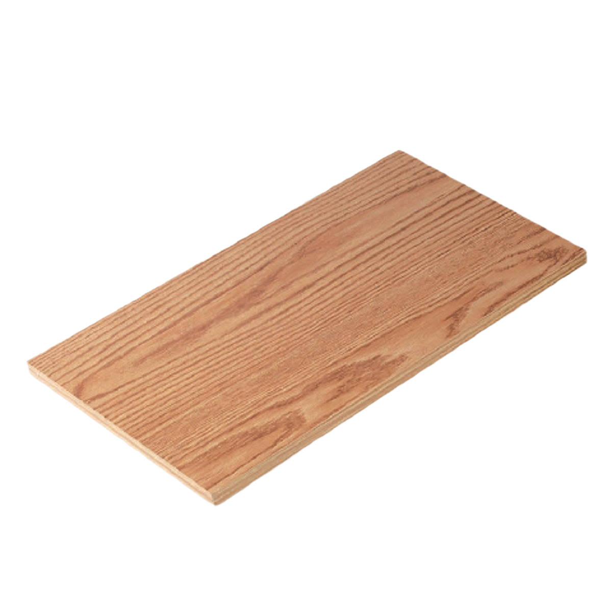 Oak-finished all-purpose shelf panel for storage and organization in home improvement and shelving projects.