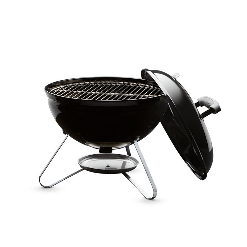Black lightweight portable charcoal grill with porcelain-enameled bowl and lid for outdoor grilling under $100 collection