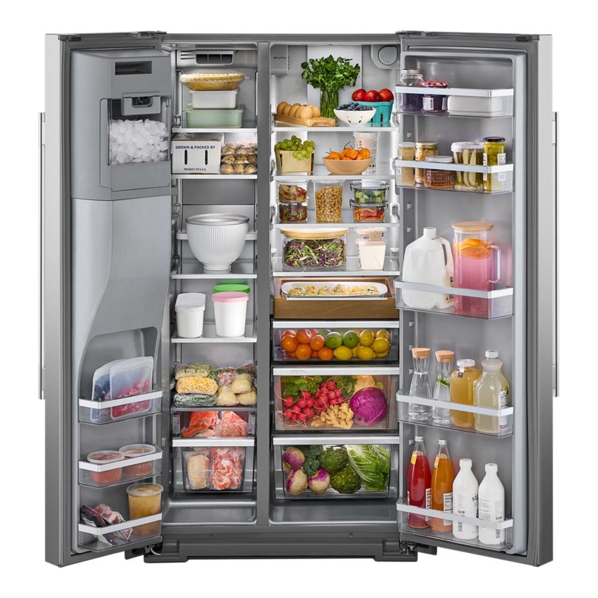 20.8 Cu. Ft. 36-Inch Counter-Depth Side-by-Side Refrigerator with Exterior Ice and Water Dispenser in PrintShield® Stainless Steel