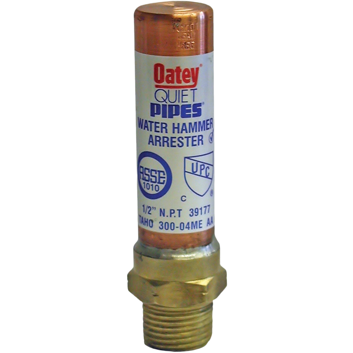 Copper water hammer arrestor with threaded brass fitting, designed for plumbing and copper pipe fittings under $50 collections