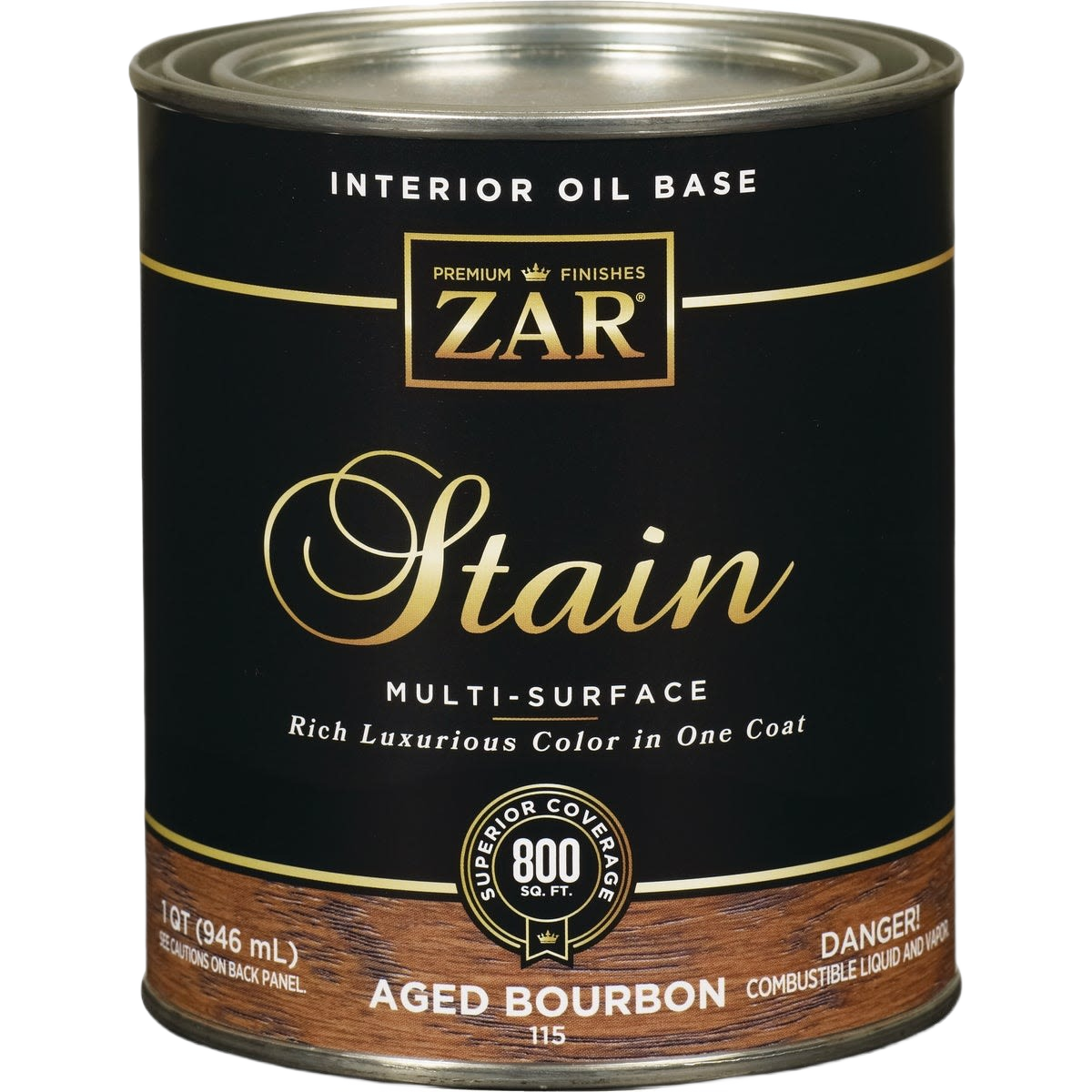ZAR interior oil base wood stain in aged bourbon, multi-surface finish for home improvement and interior stains under $50