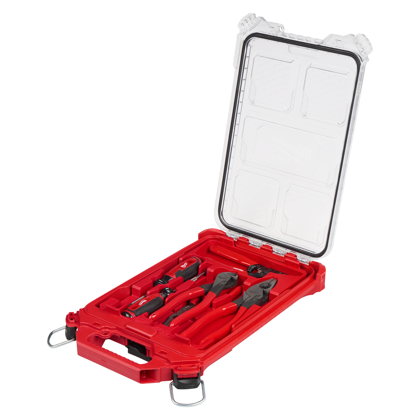 Milwaukee 6 PC. Dipped Grip Pliers, Wire Stripper, & Cushion Grip Screwdrivers Set(USA) w/ PACKOUT™ Low-Profile Compact Organizer