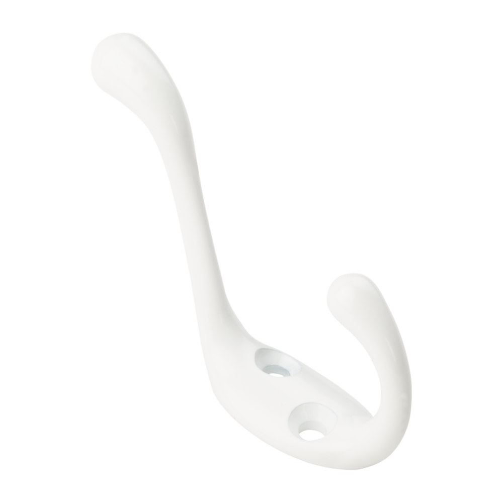 White die-cast zinc heavy-duty wardrobe hook for closet organization and storage under $50 collection