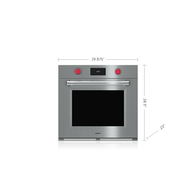 Stainless steel built-in single oven with red control knobs and digital display for home improvement kitchens