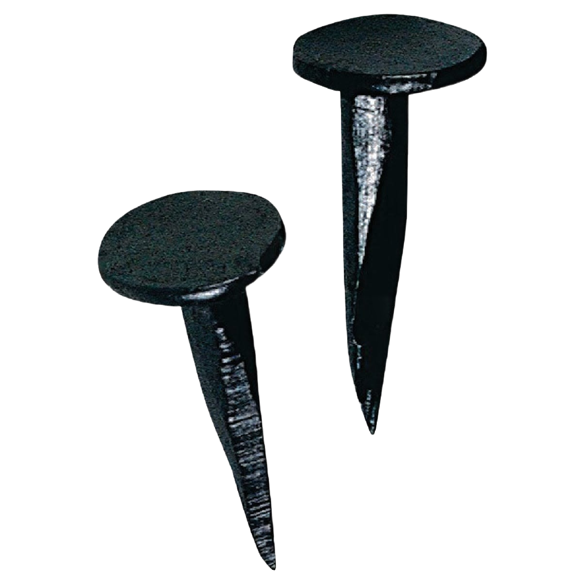 Pair of black Hillman blued cut tacks with flat heads for upholstery and light fastening in hardware and fasteners under $50.
