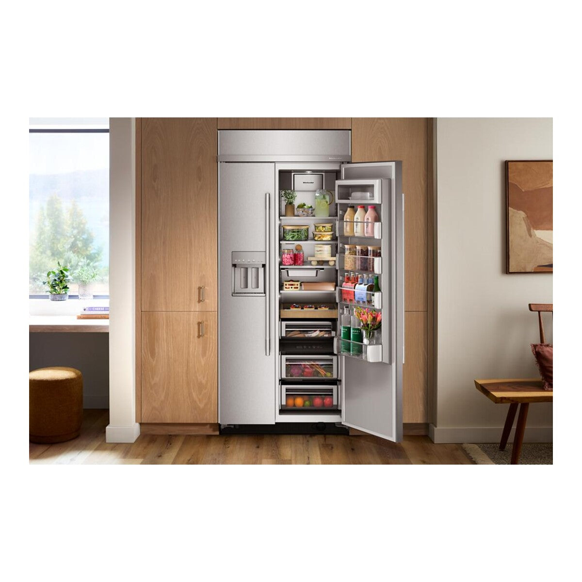 20.8 Cu. Ft. 36-Inch Built-In Side-by-Side Refrigerator with Exterior Water and Ice Dispenser with Measured Fill in PrintShield® Stainless Steel