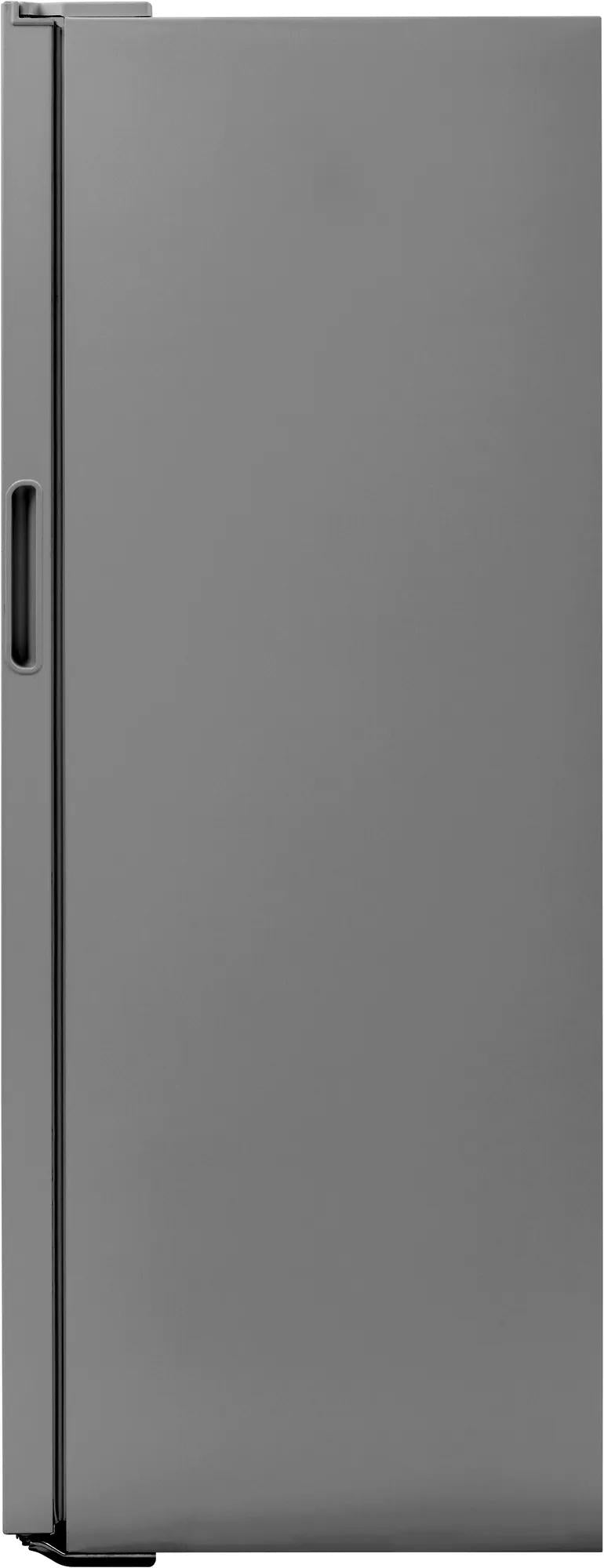 Front view of a gray garage-ready upright freezer with a recessed handle, part of Freezers & Ice Makers, Upright Freezers, Kitchen & Kitchenware, and Appliances collections.