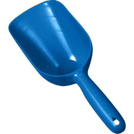 Blue plastic one-cup food scoop for pet feeding included in Farm & Pet and Under $25 collections
