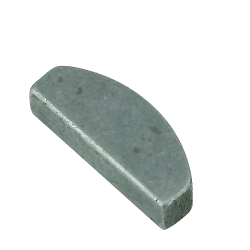 Metal half-moon shaped shaft key for securing rotating parts in tools and home improvement equipment