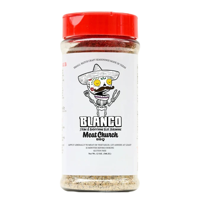 Plastic jar of Blanco rub seasoning for grilling and outdoor living in BBQ sauces and spices collections under $50