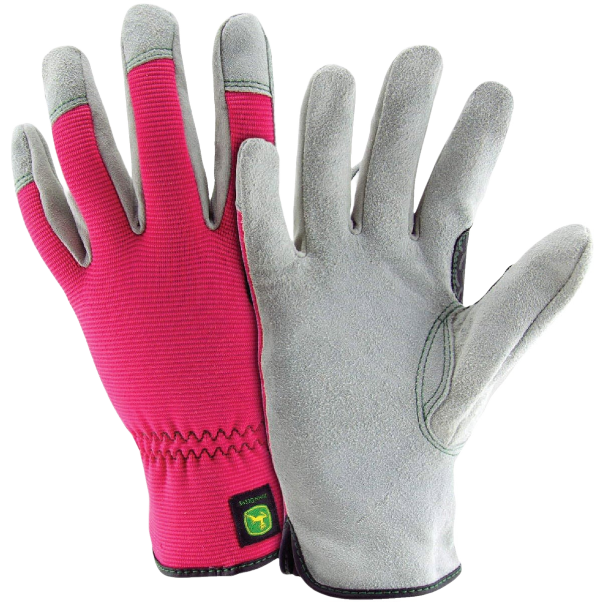 Small/medium work gloves with pink fabric back and durable leather palm for safety and outdoor tasks under $50 collection
