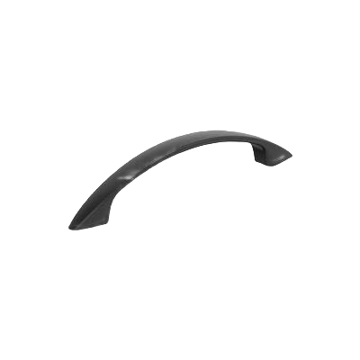 Matte black curved cabinet pull with 3-3/4 inch center-to-center mounting for furniture hardware and home improvement