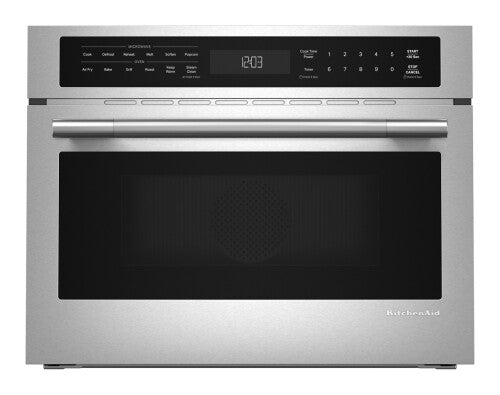 24-inch built-in convection microwave speed oven in stainless steel with digital control panel for wall ovens collection
