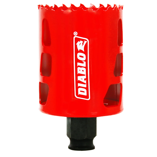 Red metal hole saw with sharp teeth and Snap-Lock Plus mandrel for woodworking tools under $50 collections