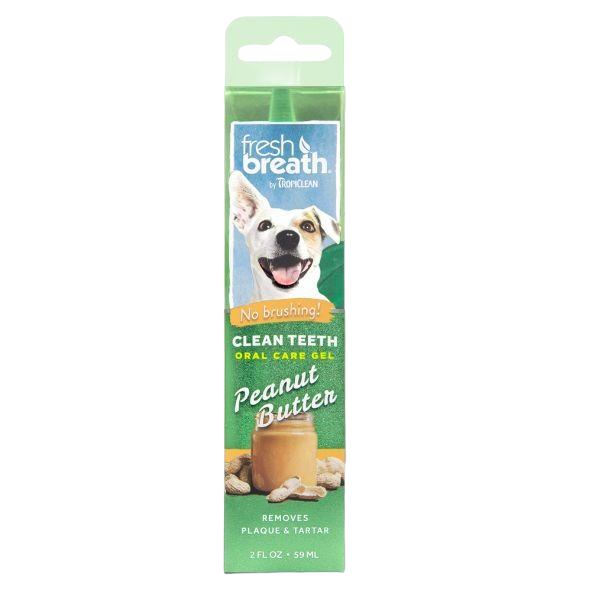 Pet oral care gel in peanut butter flavor for plaque and tartar removal without brushing
