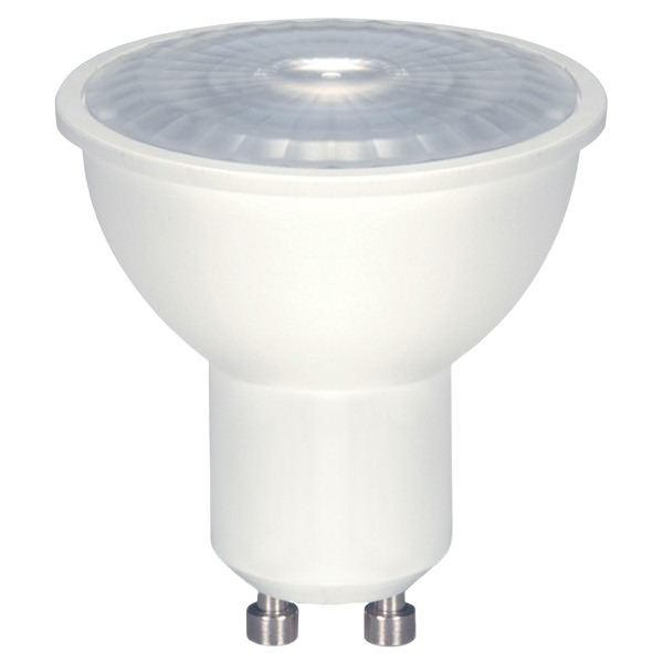 White LED light bulb with GU10 base and clear lens for lighting and electrical home improvement collections