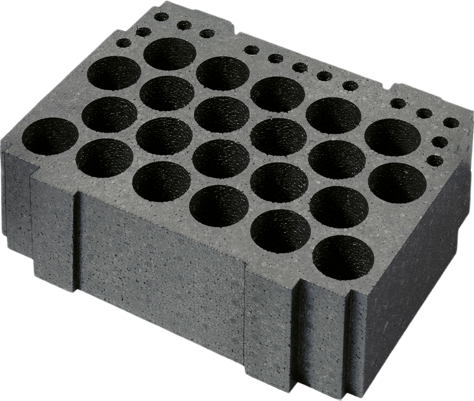 Foam cartridge organizer insert with multiple rounded compartments for tool storage and workshop organization under $50 collections