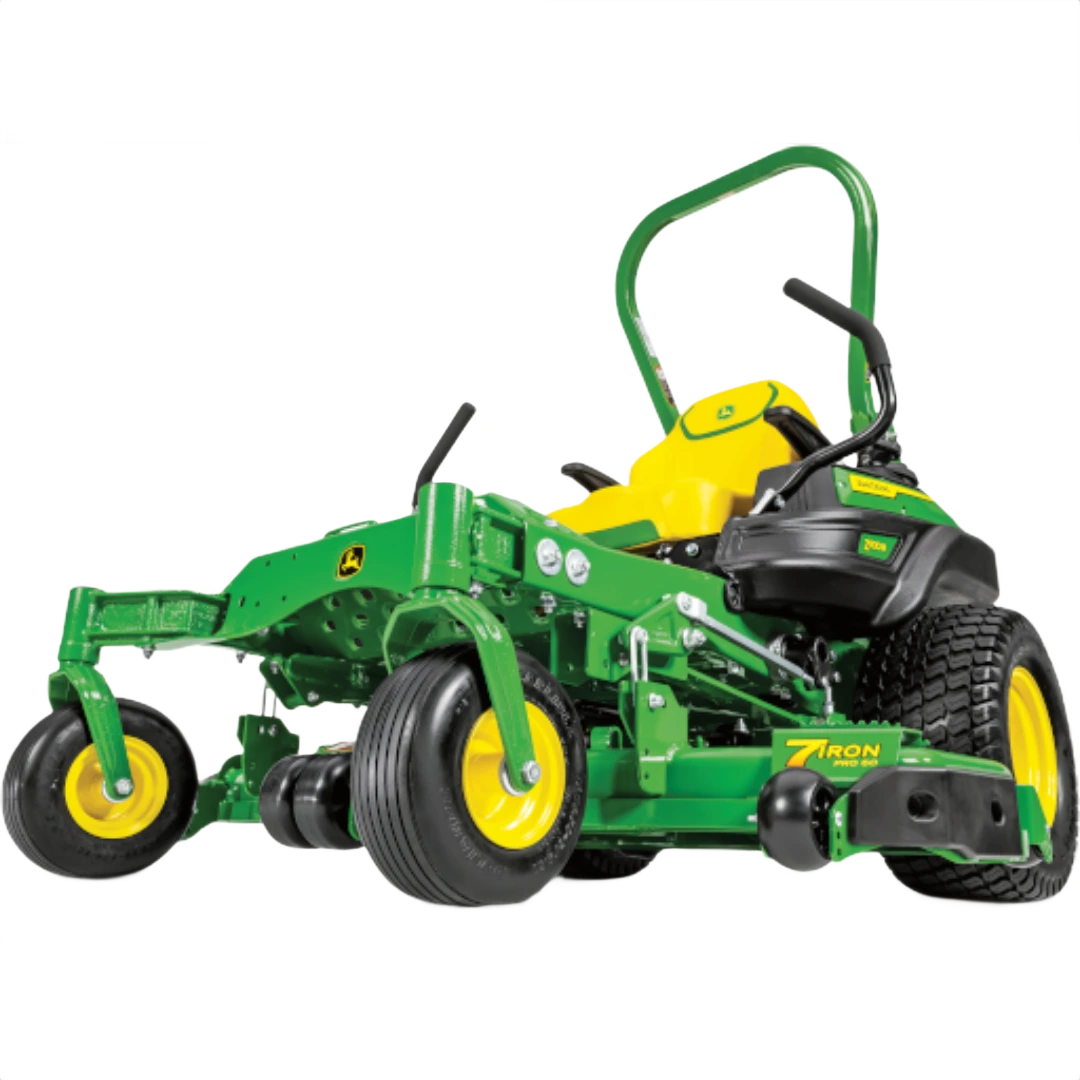 Green and yellow zero-turn mower with 60-inch deck and ergonomic controls for landscaping and home improvement tasks